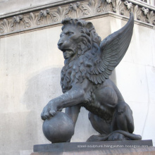 Large outside garden bronze animal winged lion statues for sale
